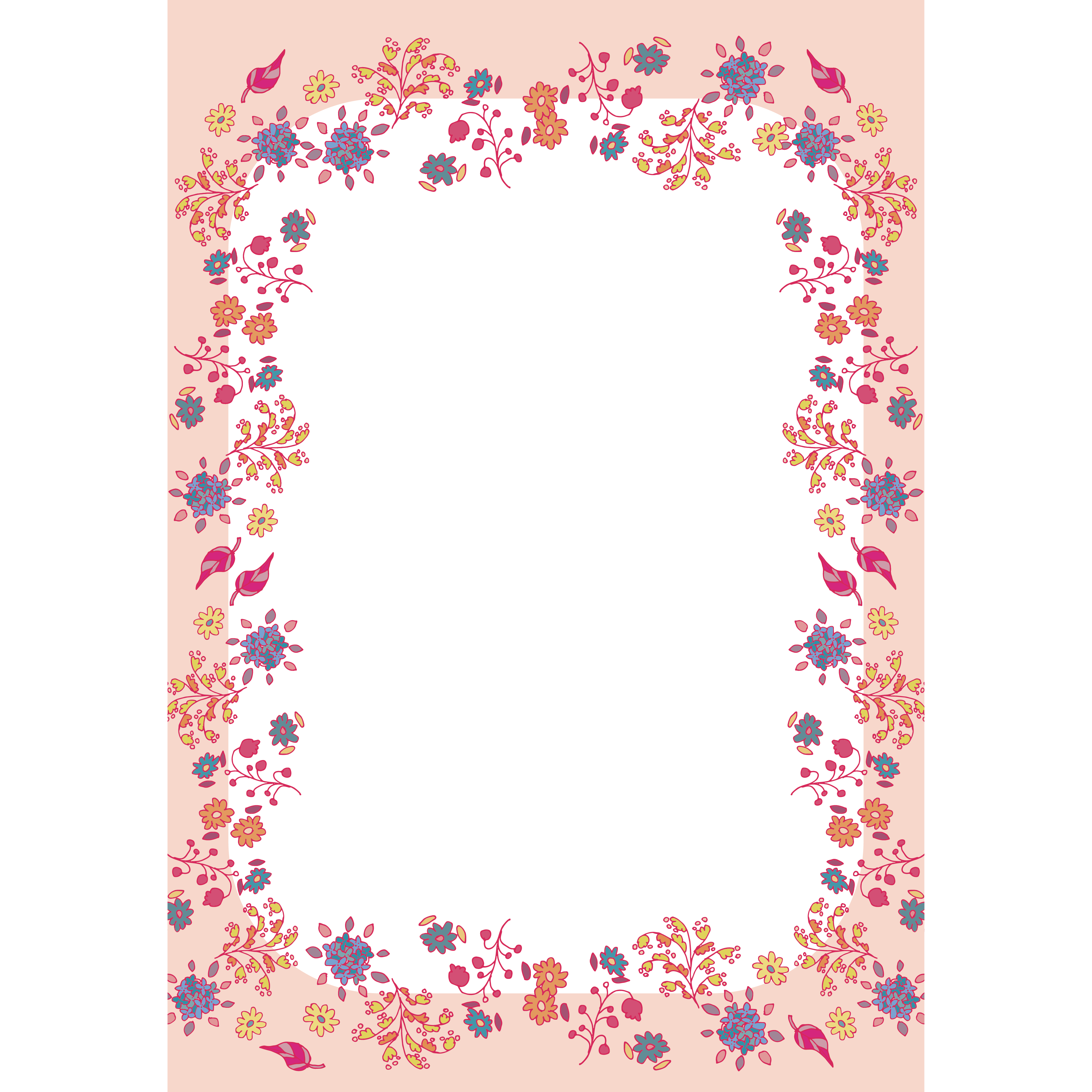 かわいい花柄フレーム（便箋・枠）のイラスト　A4サイズ