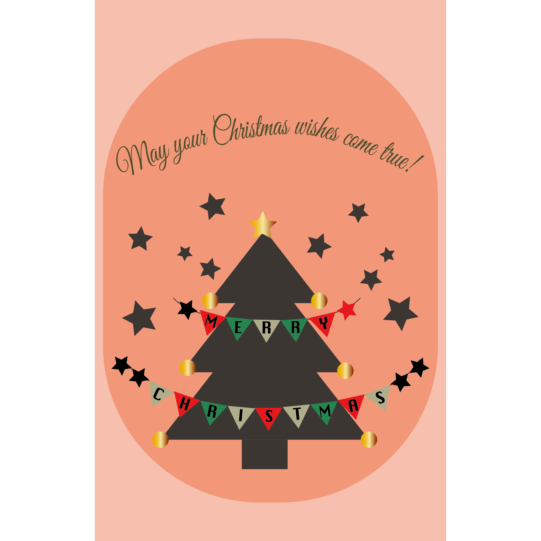 クリスマスツリーとガーランドのクリスマスカード イラスト
