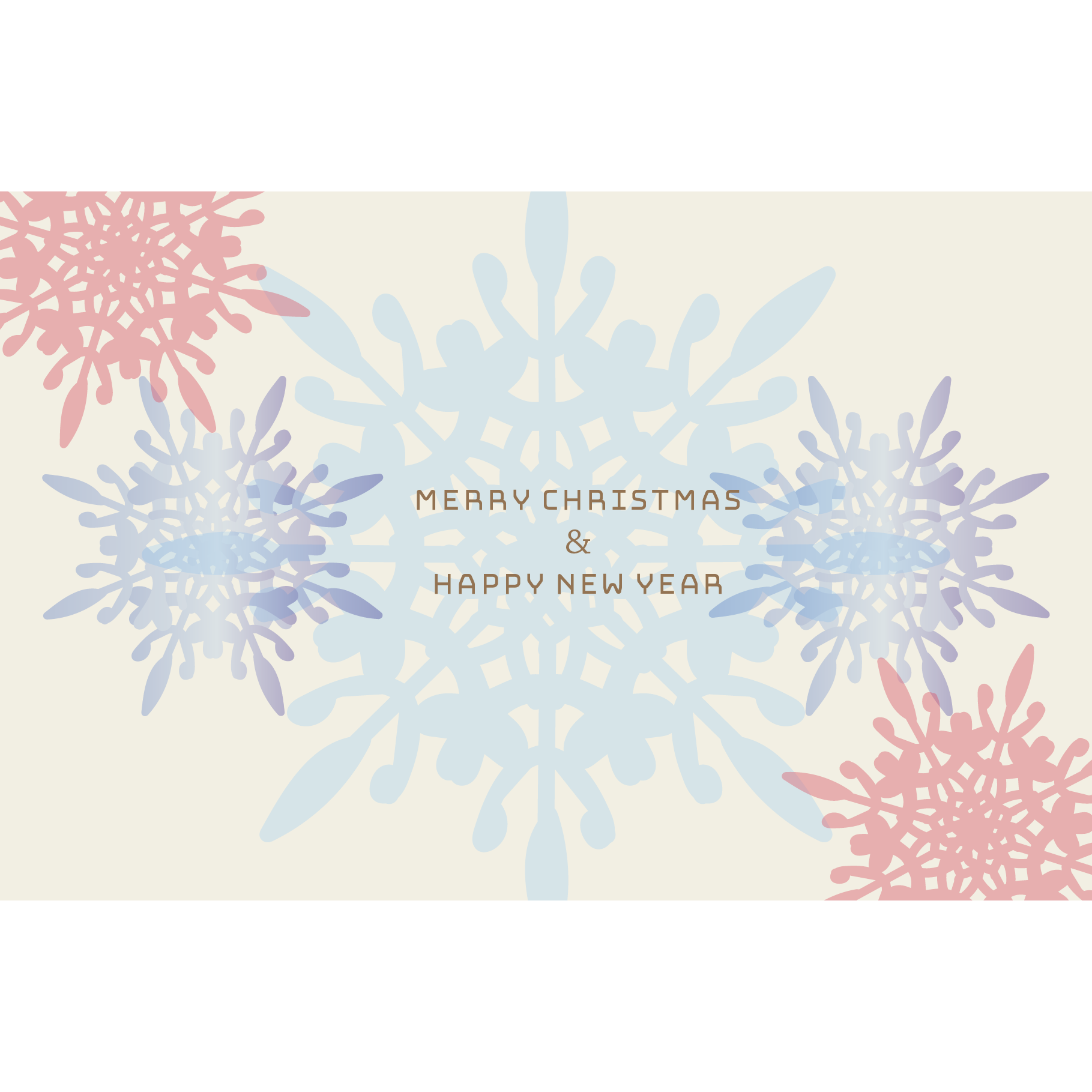 雪の結晶 Merry chirstmas クリスマスカードのテンプレート２　イラスト