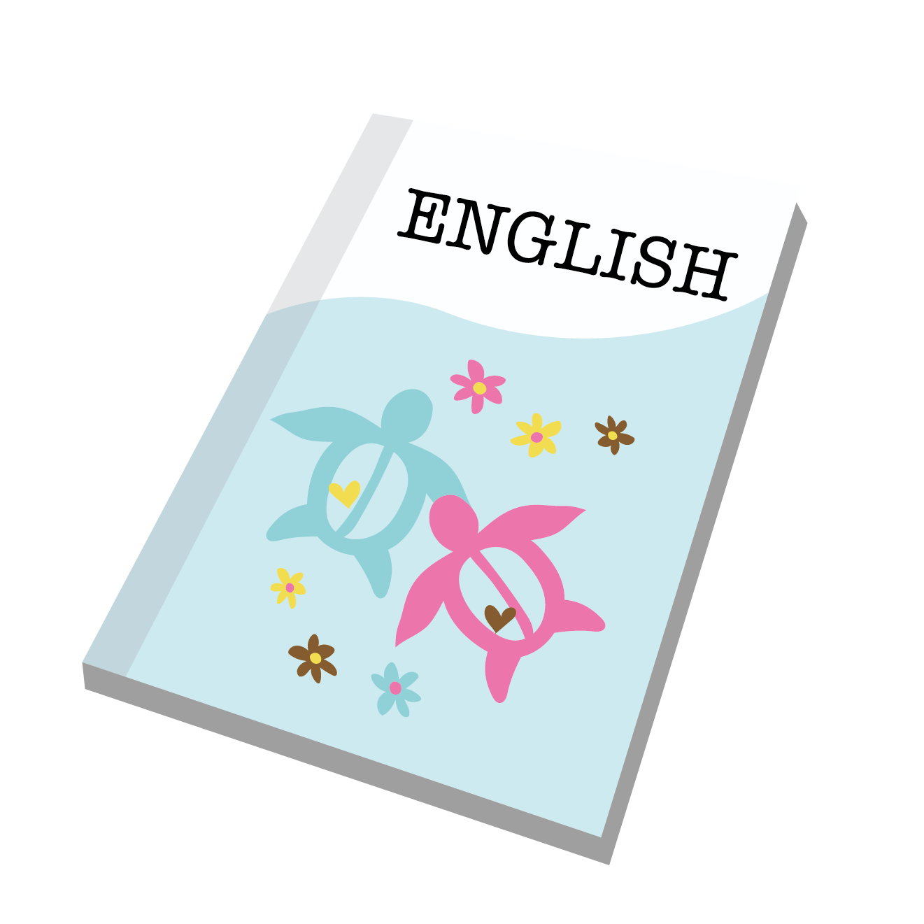 かわいい！ENGLISH 英語のテキスト（教科書）の　フリー　イラスト