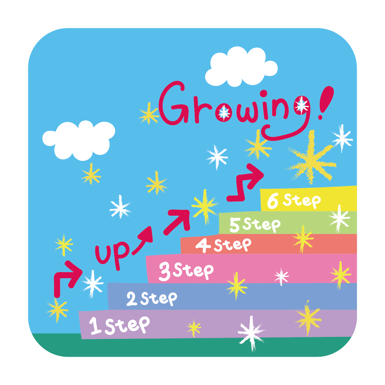 上昇 イメージ！Growing! 階段を上る！無料（フリー） イラスト