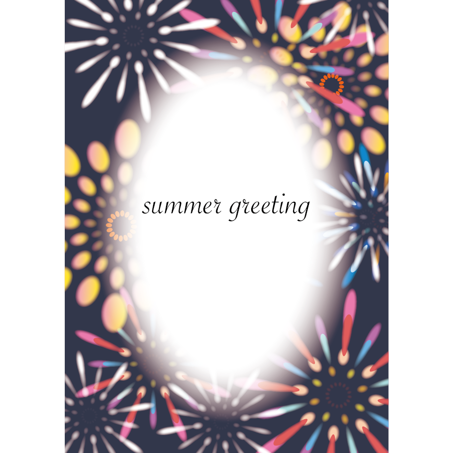 【暑中・残暑見舞い・縦】Summer Greeting 打ち上げ花火の イラスト