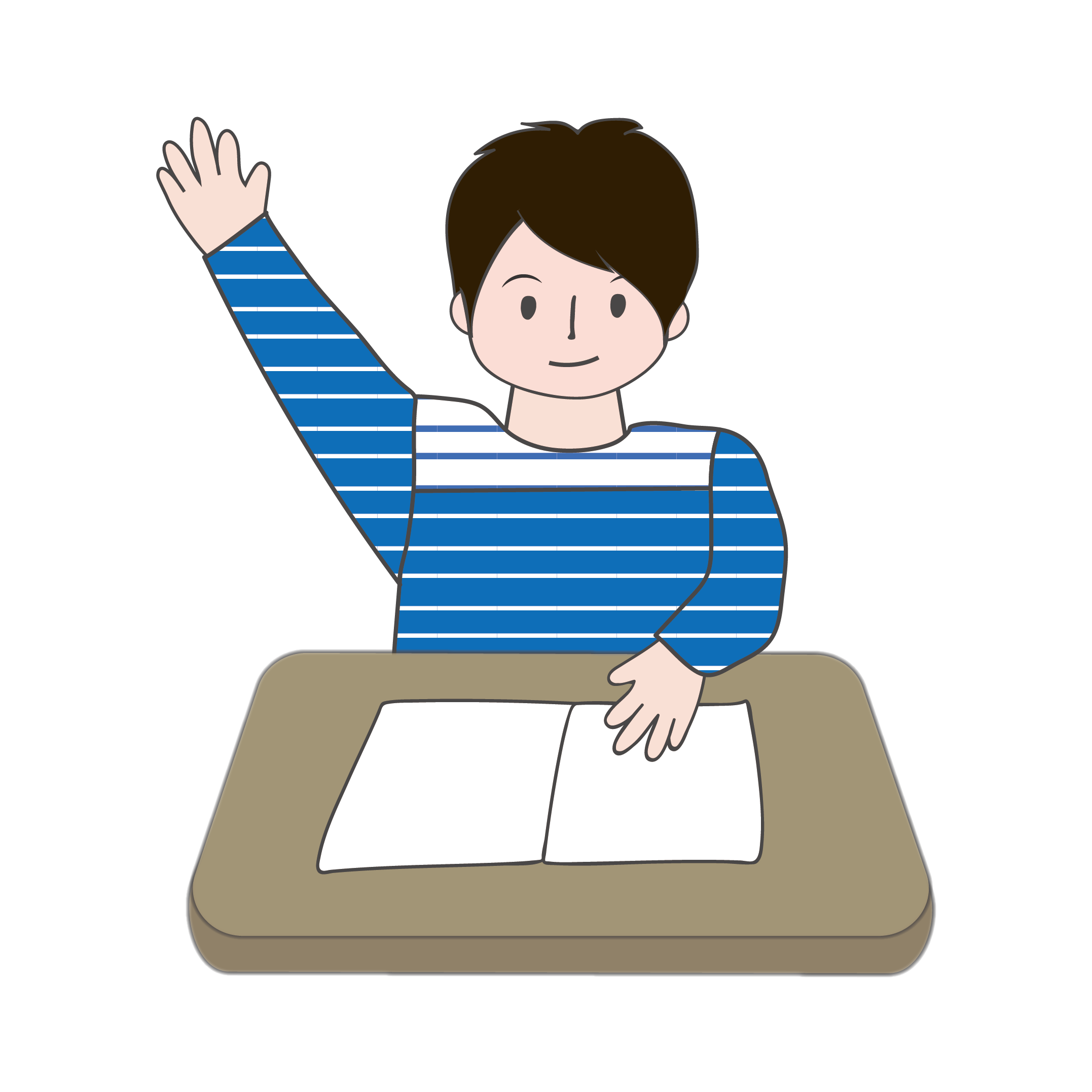 はい！男性 が手を挙げる（挙手） 勉強　無料　イラスト