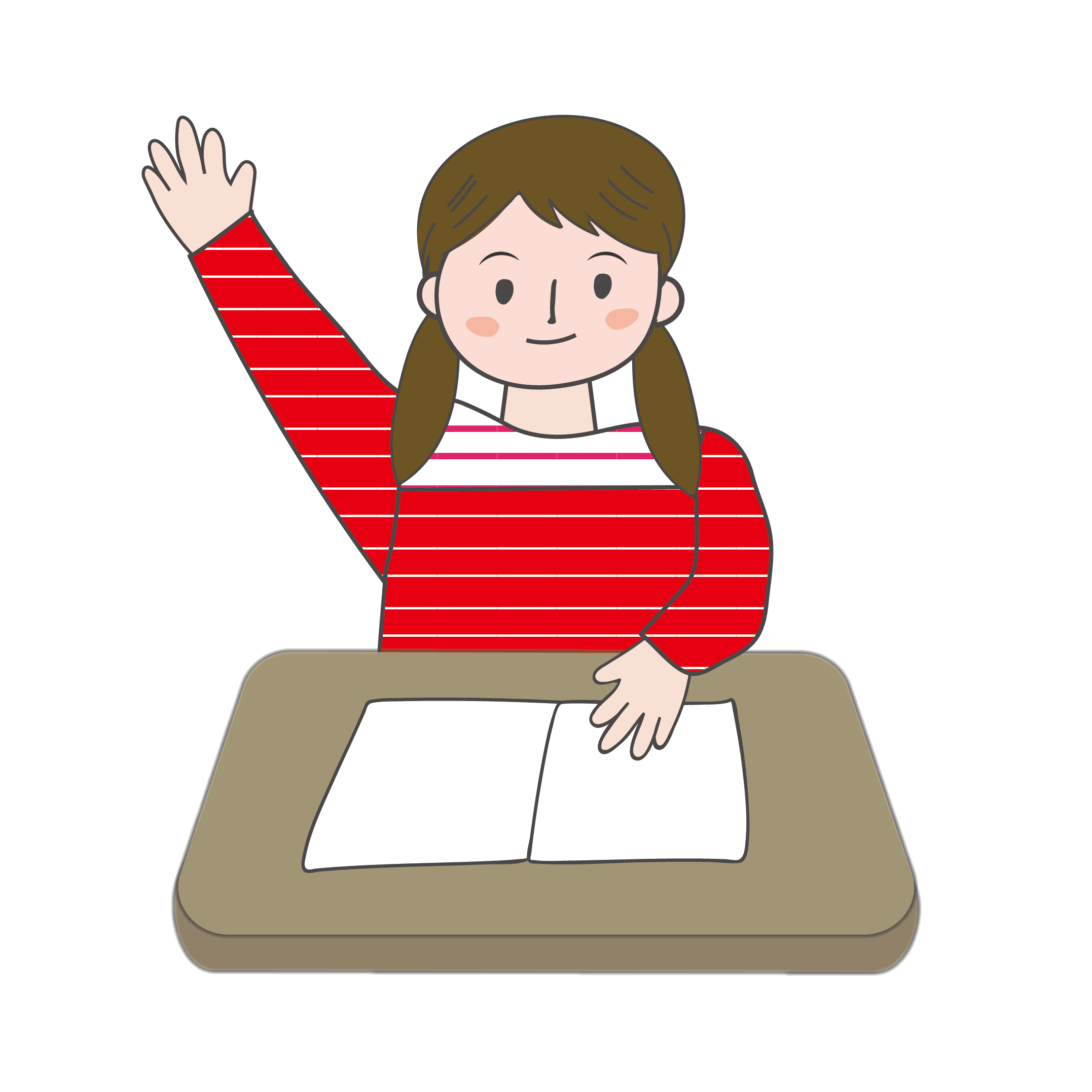 はい！女性が手を挙げる（挙手）勉強   無料  イラスト