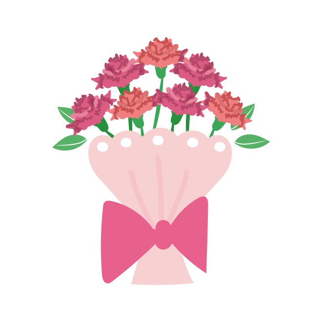 母の日のプレゼント（ギフト）かわいい カーネーション 花束　イラスト