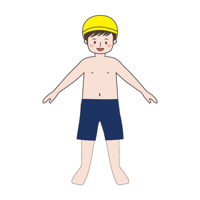 プール！海水パンツ（スクール水着）子供（男の子）の 無料　イラスト