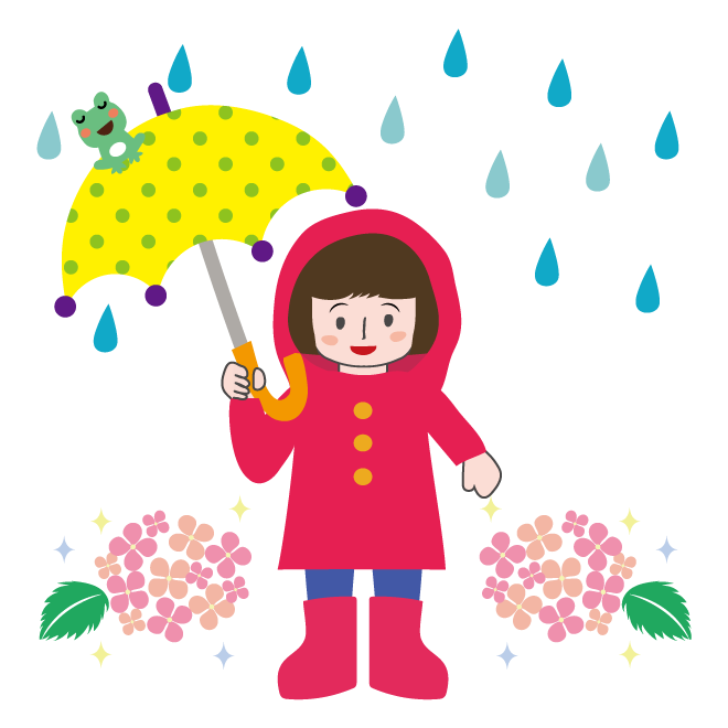 梅雨イラスト　かわいい ♪ 男の子 のフリー　イラスト