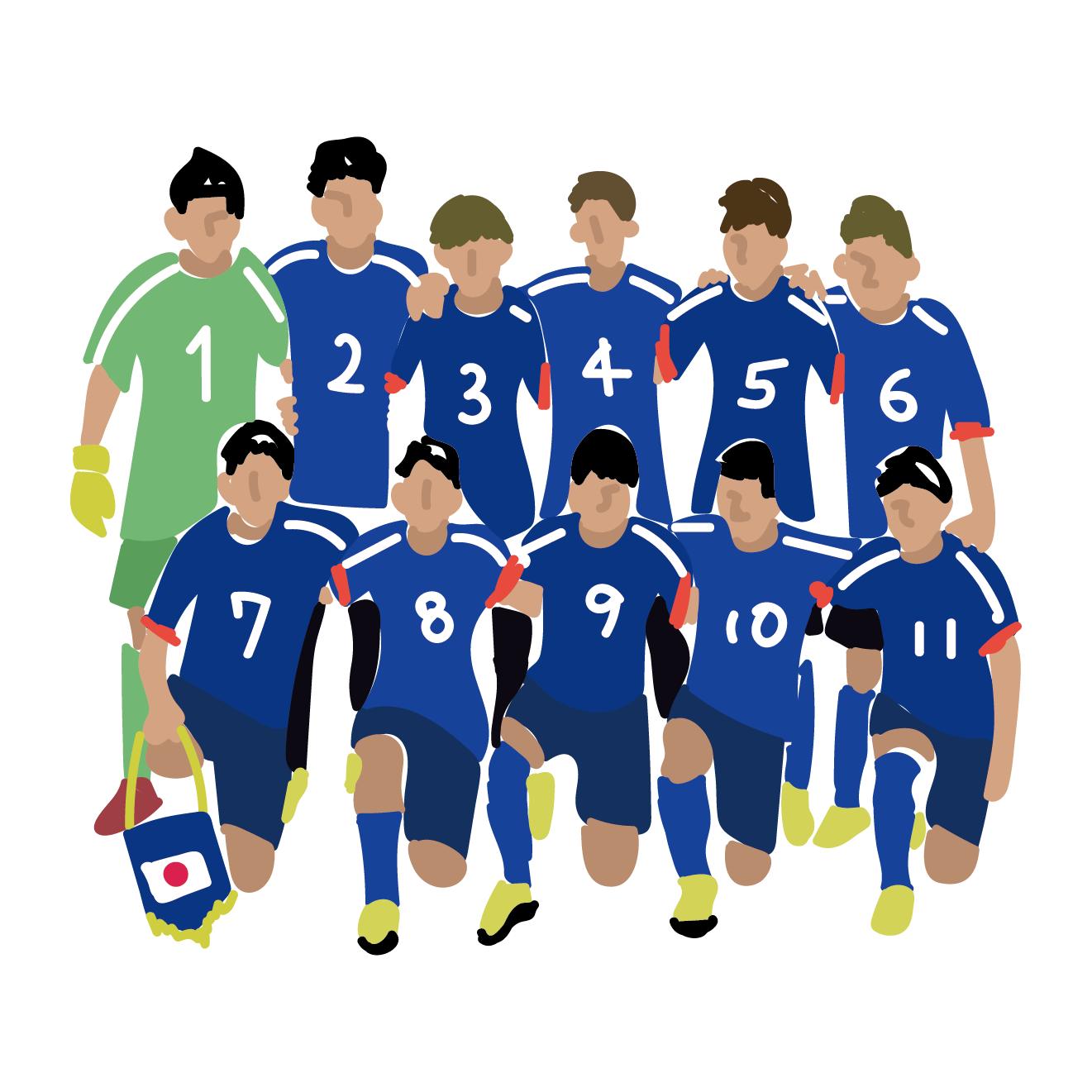 サッカー日本代表の 無料　イラスト【スポーツ・話題】