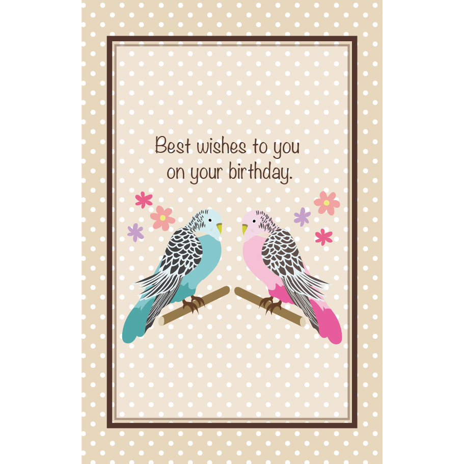 誕生日カード　かわいいインコとメッセージを添えて！ 無料　イラスト