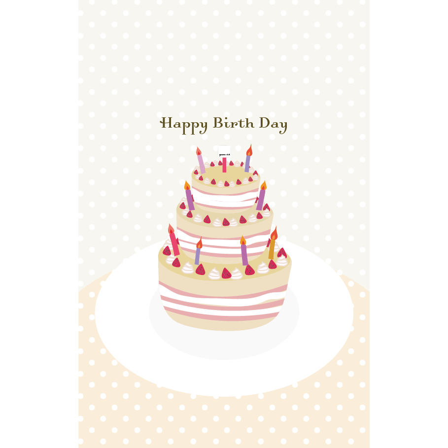 誕生日カードのテンプレート　ケーキとお皿  無料　イラスト