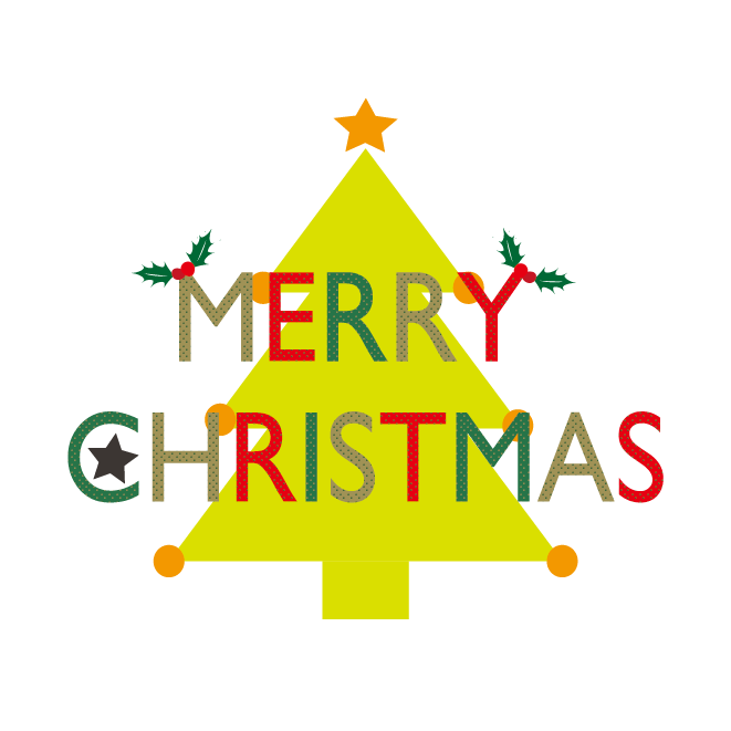 かわいい！クリスマス（MERRY CHRISTMAS）文字・ロゴ のイラスト