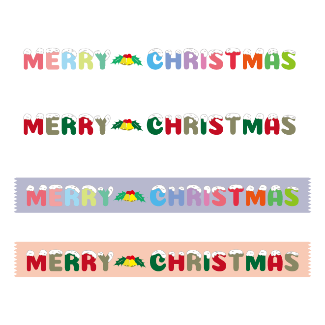 クリスマス 英語文字(ロゴ）♪ マスキングテープ/横長の イラスト