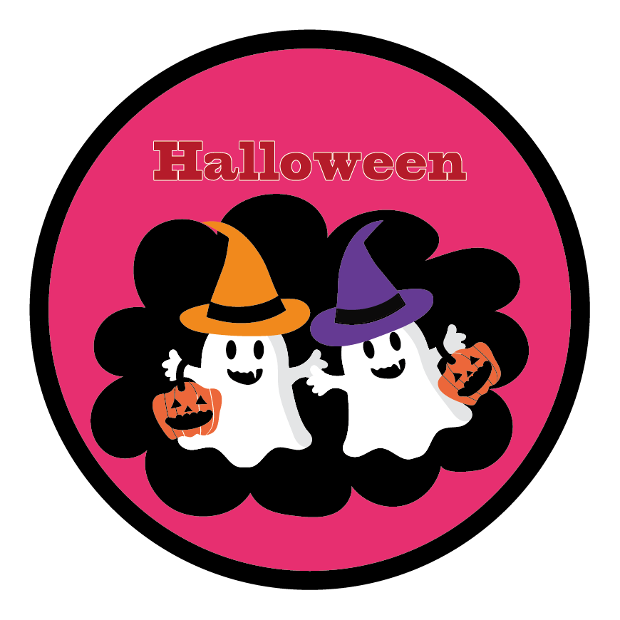 ハロウィン 　フリー　イラスト　かわいいゴースト♪ピンク色