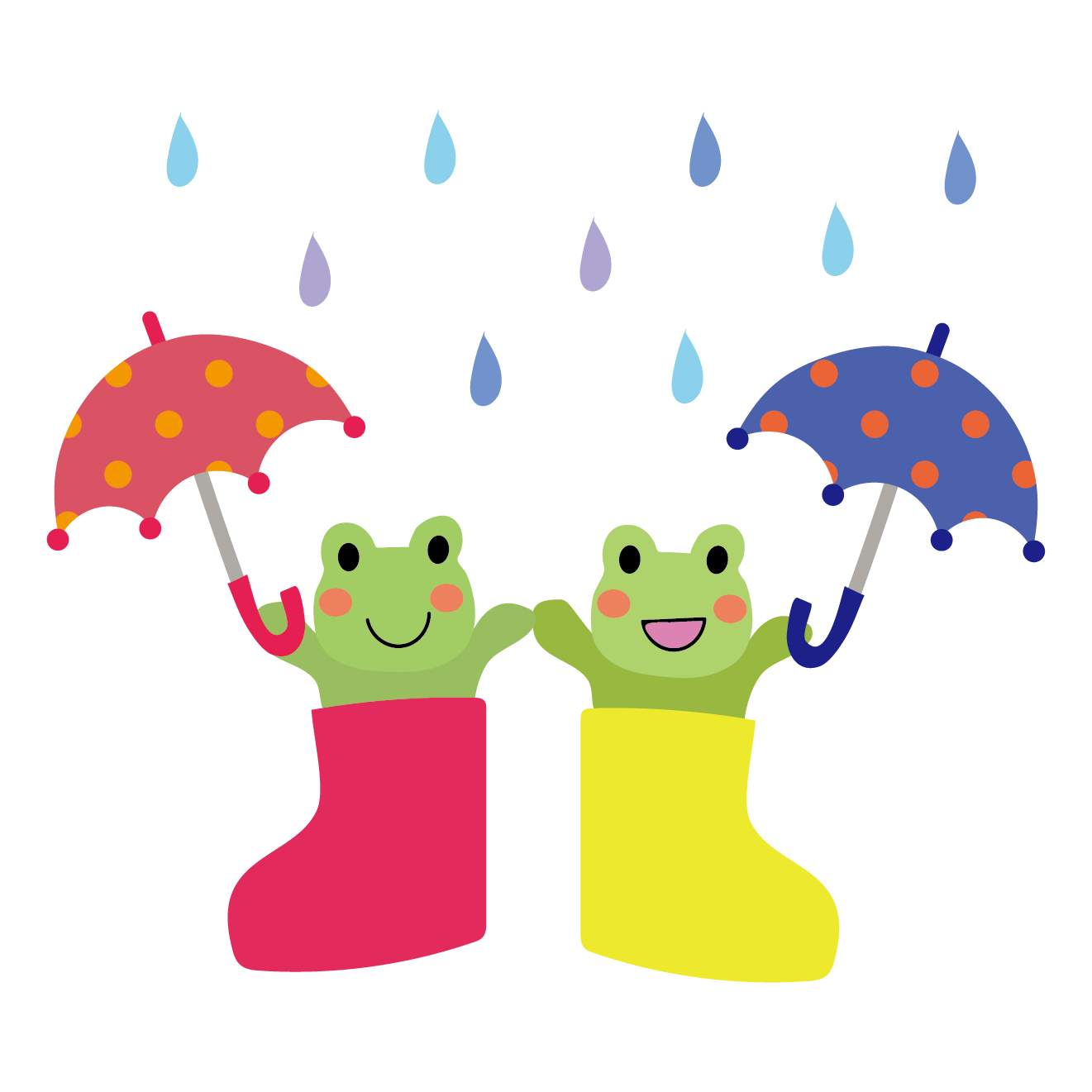 かわいい♪長靴に入ったカエル（蛙）のイラスト【梅雨】