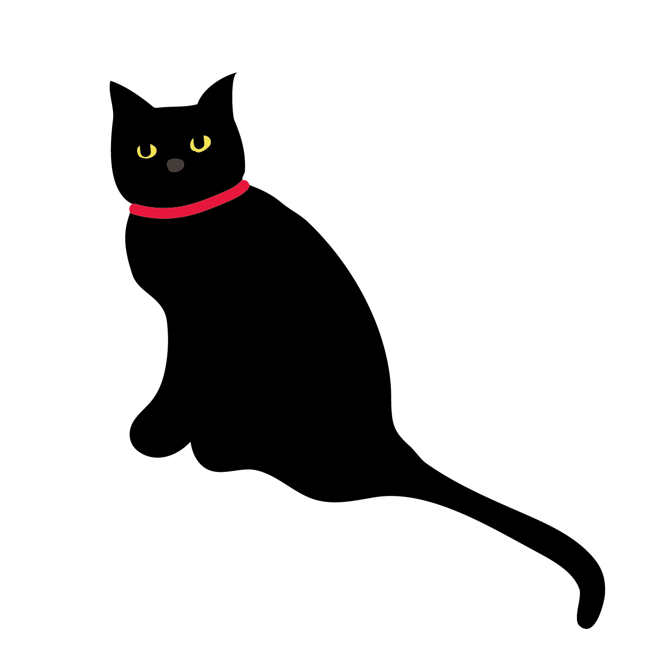 黒猫（ネコ）のイラスト♪クールな表情♪ | 商用フリー(無料)のイラスト素材なら「イラストマンション」