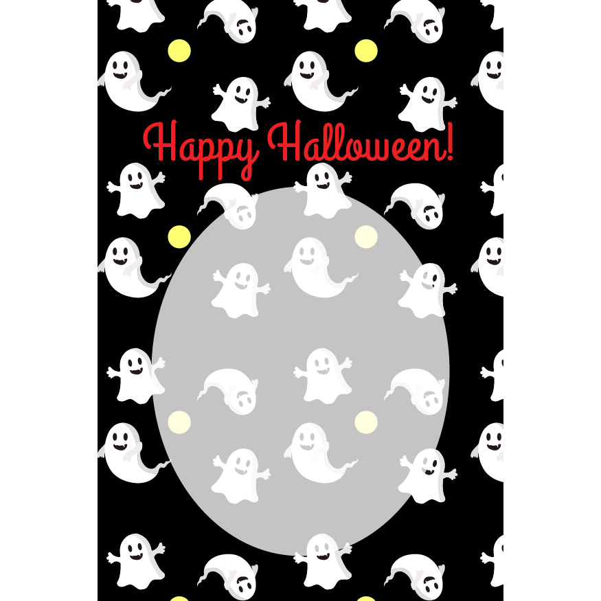 ハロウィングリーティング オバケ（ゴースト）パターン（縦） イラスト