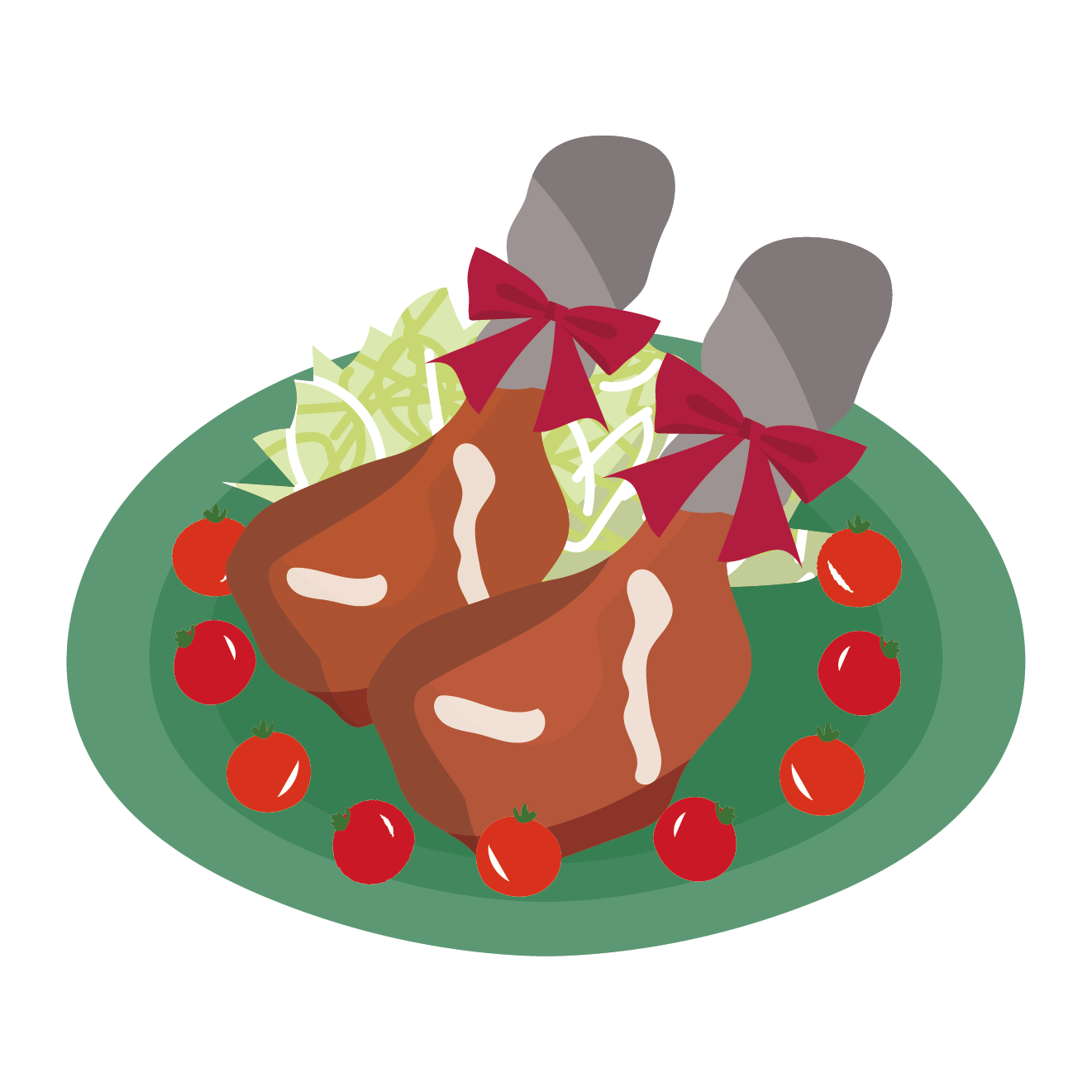 ローストチキン！（鶏肉）のイラスト【クリスマスやお祝いに！】