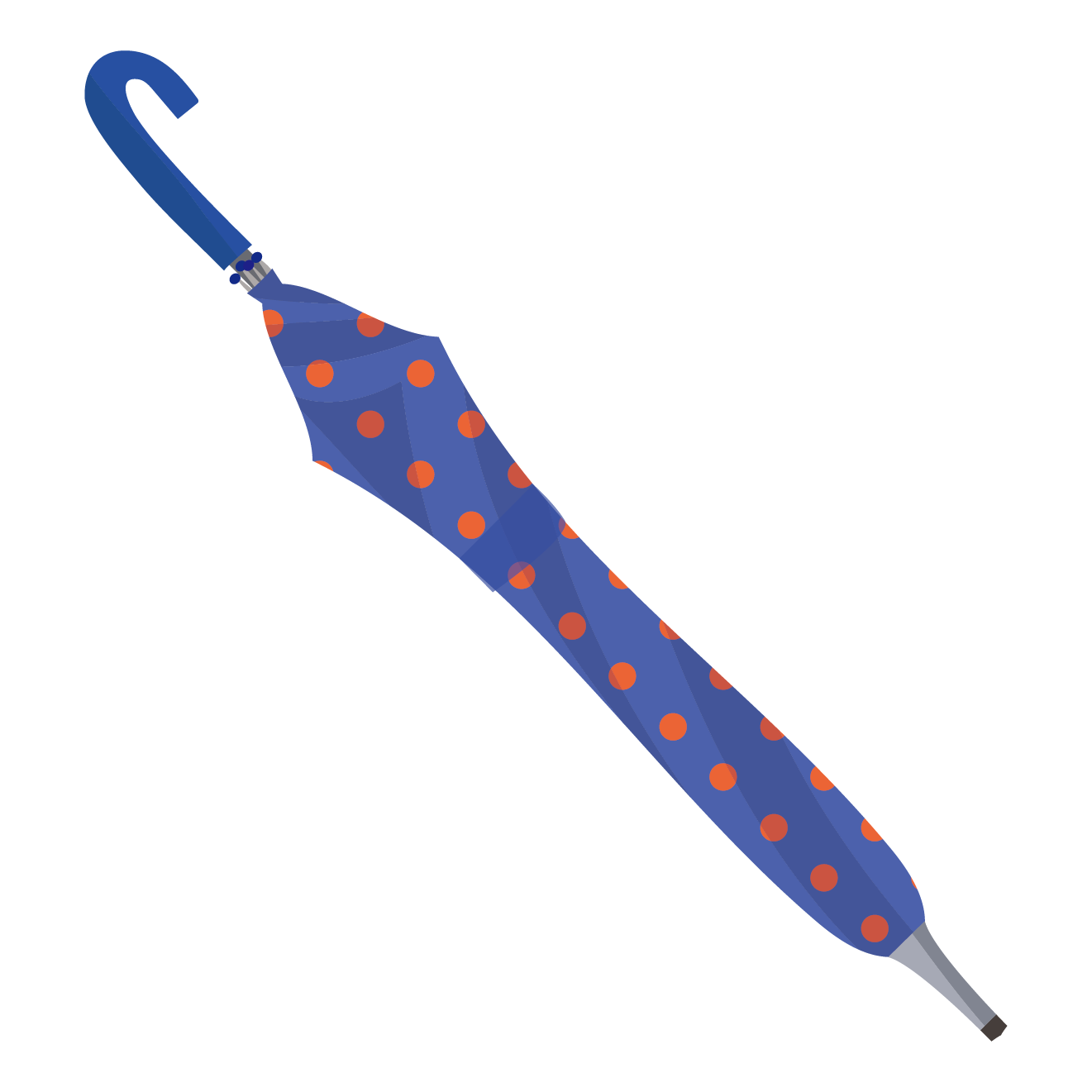 畳んだ状態のブルーの傘（持ち傘）のイラスト【梅雨】