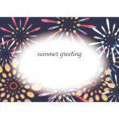 【暑中・残暑見舞い・横】Summer Greeting 打ち上げ花火の イラスト