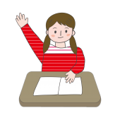 はい！女性が手を挙げる（挙手）勉強   無料  イラスト