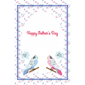 母の日のかわいいグリーティングカード　かわいいインコ イラスト