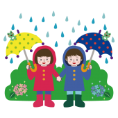 梅雨　無料 イラスト　かわいい！子供（こども・子ども）と紫陽花