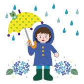 梅雨イラスト　かわいい ♪ 男の子 のフリー　イラスト