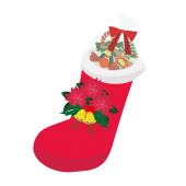 クリスマスブーツ（お菓子の長靴）の 無料 イラスト
