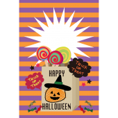 ハロウィンのグリーティングカード  かわいいかぼちゃのイラスト（縦）