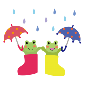 かわいい♪長靴に入ったカエル（蛙）のイラスト【梅雨】