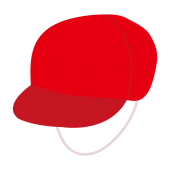 紅白帽 / 赤色（つばあり）の　無料　イラスト