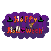 ハロウィン 文字（ロゴ） フリー イラストデザイン「Happy halloween」