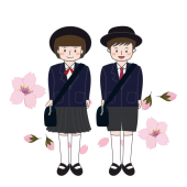 入園式！幼稚園児（男の子,女の子）と桜の 無料 イラスト！