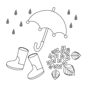梅雨の時期にぴったり♪傘、長靴、紫陽花 イラスト